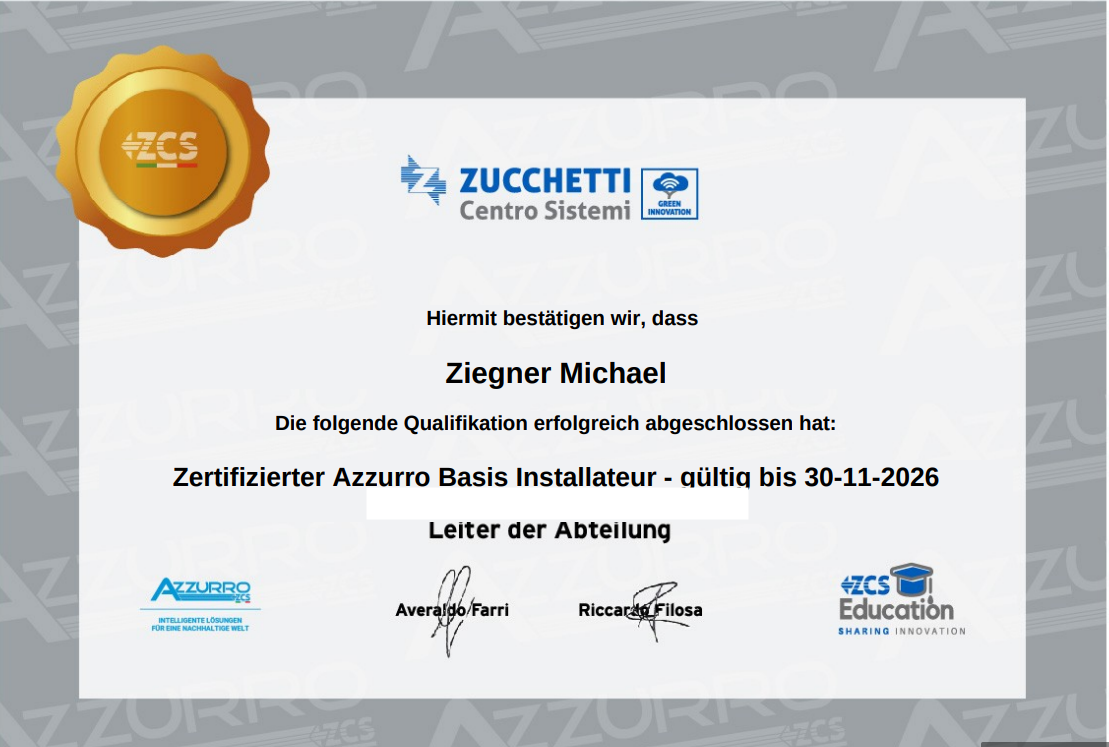 Zertifikat Azzurro